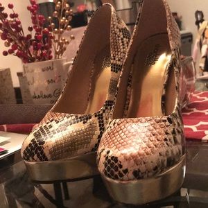 Gold and Black Snake Skin Pattern Heels